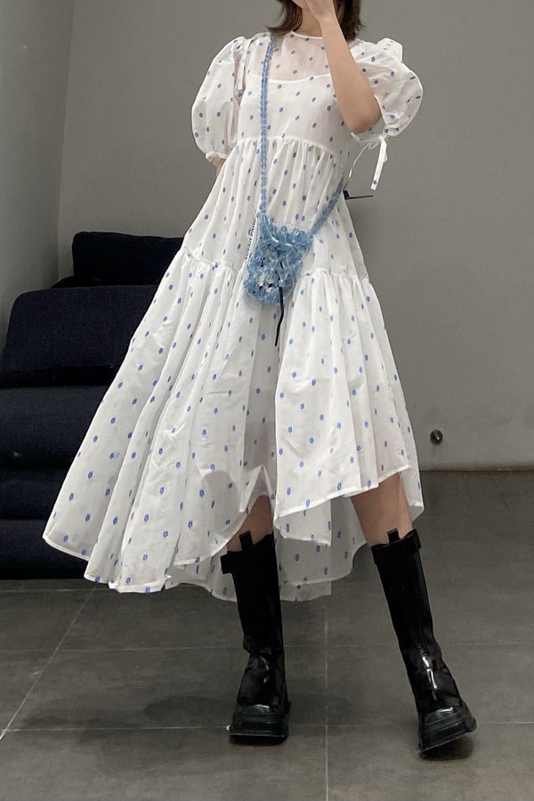 MING MA SS21 DR05-BLJAC asymmetric jacquard one-piece dress (with petticoat)